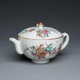 A Chinese famille rose 'elephant' teapot and cover, Tongzhi mark and of the period