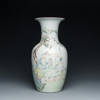 A Chinese qianjiang cai 'scholars' vase, dated 1895