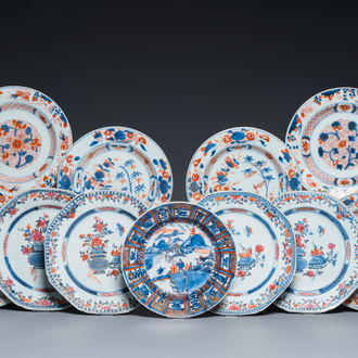 Elf Chinese Imari-stijl en famille rose borden, Kangxi/Qianlong