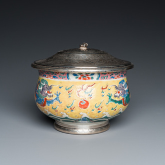 A Chinese famille rose 'dragons' censer, Yongzheng