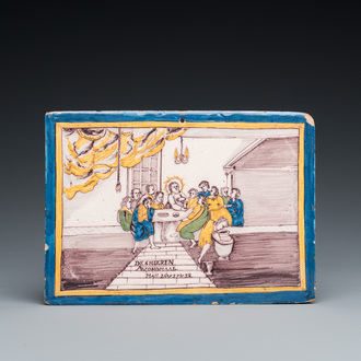 A rectangular polychrome 'Last supper' plaque, Utrecht, ca. 1800