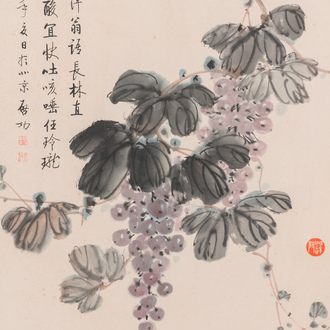 Qi Gong 啟功 (1912-2005): 'Raisins', encre et couleurs sur papier