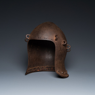 An Italian iron 'bascinet' helmet, 19th C. or older