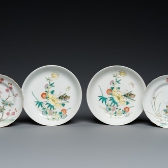 Quatre coupes en porcelaine de Chine famille rose, marques et époque de Daoguang et Guangxu
