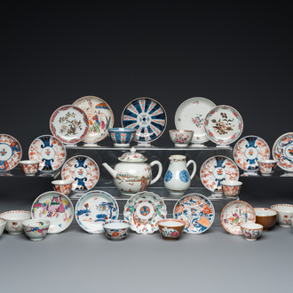 Collection d'objets de thé en porcelaine de Chine en bleu et blanc, famille rose, verte et de style Imari, Kangxi/Qianlong