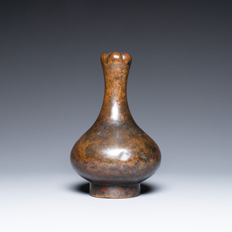 A Chinese bronze garlic-head 'hu' wine vessel, Eastern Zhou/Han