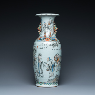Vase en porcelaine de Chine qianjiang cai, signé He Minggu 何明谷, daté 1934