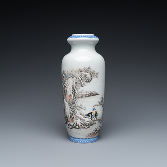 A Chinese 'snowy winter landscape' vase, signed and sealed He Xuren 何許人, dated 1934