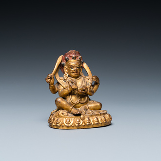 Mahakala en bronze doré, Sino-Tibet, 19ème