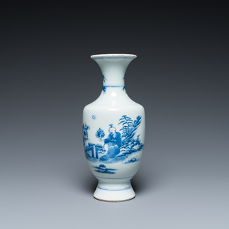 A Chinese blue and white 'monk and poem' vase, Kangxi