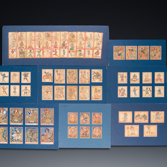 Een uitgebreide collectie van 84 tsaklis op katoen en papier, Tibet en/of Mongolië, 19/20e eeuw