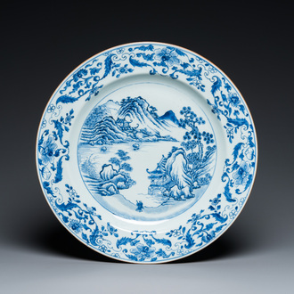 A Chinese blue and white 'Master of the Rocks' dish, Yongzheng