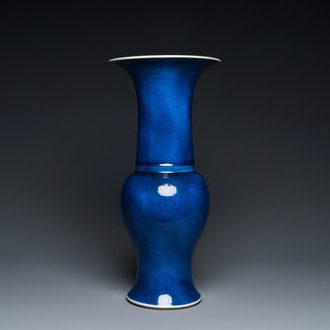 A Chinese monochrome powder-blue 'yenyen' vase, Kangxi