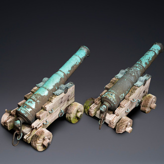 A pair of Italian bronze cannons, Venice, 17/18th C.