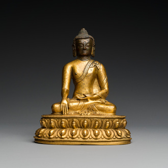 Bouddha en bronze doré, Sino-Tibet, 18ème