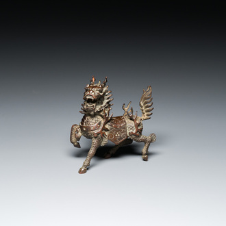 Een Chinese bronzen qilin, wellicht Kangxi