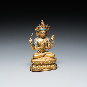 Avalokitesvara en bronze doré, Sino-Tibet, 17/18ème