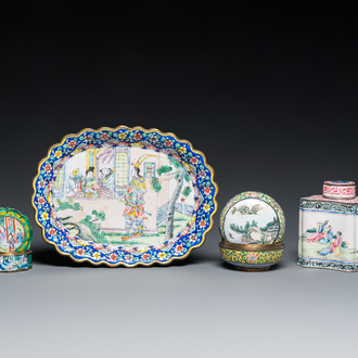 Four Chinese Canton enamel pieces, Qianlong and later