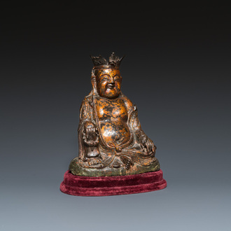 A Chinese gilt bronze crowned Buddha, Ming