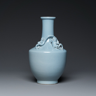 A Chinese monochrome clair-de-lune-glazed vase, Yongzheng mark, Republic