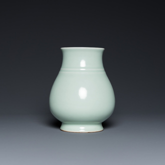 A Chinese celadon 'hu' vase, Qianlong mark, 19/20th C.