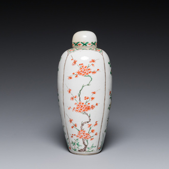 Vase couvert en porcelaine de Chine famille verte à décor des quatre saisons, Kangxi