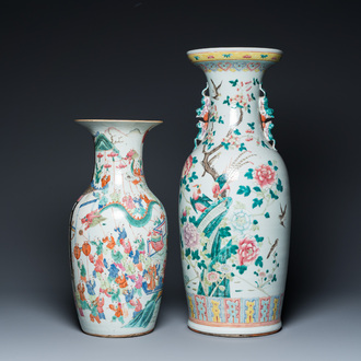 Two Chinese famille rose vases, 19th C.