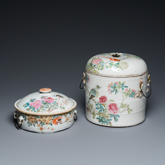 Two Chinese qianjiang cai bowls and covers, Tongzhi mark, 19th C.