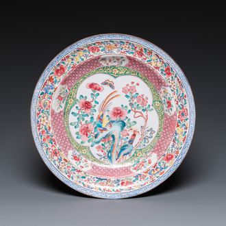 A Chinese Canton enamel 'pheasants' dish, Yongzheng