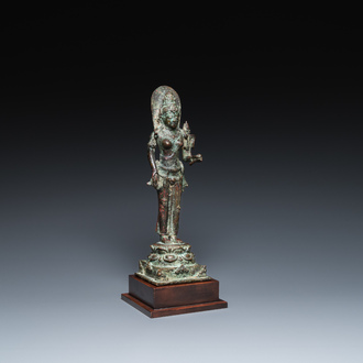 A Javanese bronze Majapahit sculpture of the goddess Dewi Tara, Indonesia, probably 14th C.