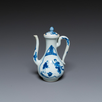Verseuse couverte en porcelaine de Chine en bleu et blanc à décor 'Xi Xiang Ji', marque de Xuande, Kangxi