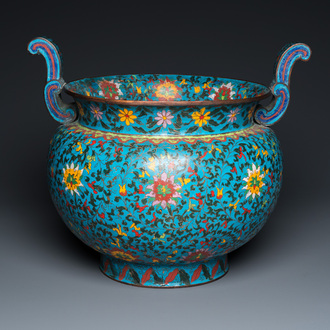 Grande jardinière en émaux cloisonnés, Chine, marque de Ming, 19ème