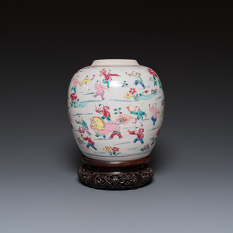 A Chinese famille rose 'hundred boys' jar, Yongzheng