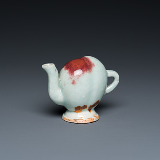 A Chinese miniature peach-shaped Jun-type 'Cadogan' ewer, Qianlong