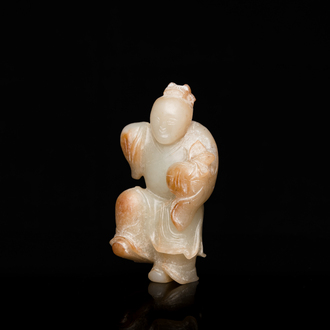 Een Chinese jade sculptuur van een jongen, 18/19e eeuw