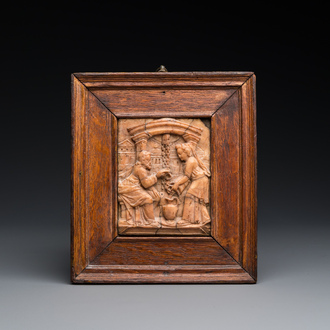 Een Mechels albasten reliëf met Christus en de Samaritaanse vrouw bij de bron, begin 17e eeuw
