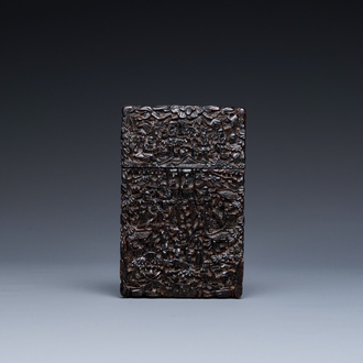 A Chinese Canton tortoiseshell card holder, 19th C.