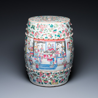 Tabouret en porcelaine de Chine famille rose, 19ème