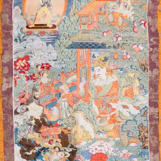 Thangka tissé figurant un roi Shambhala, Chine, République