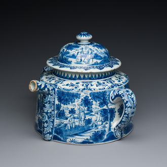Très rare pot à posset en faïence de Delft en bleu et blanc, début du 18ème