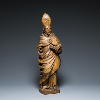 Important saint en chêne sculpté, Flandre, 16ème