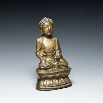 Bouddha en bronze doré, Chine, 17/18ème