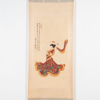 Sun Yunsheng 孫雲生 (1918-2000): 'Dancing female', ink and colour on paper, dated 1979