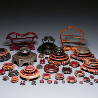 A collection of Chinese wooden stands, 19/20th C.