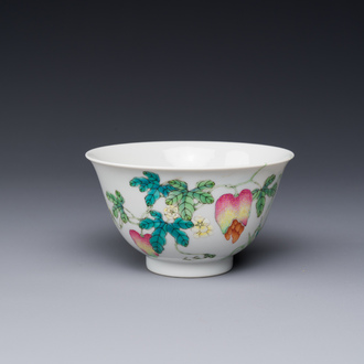 A Chinese famille rose 'bitter melon' bowl, Jiaqing mark, Republic