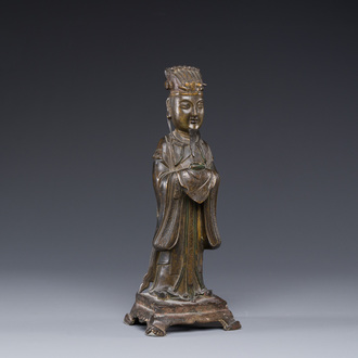 A Chinese bronze figure of an official, Ming