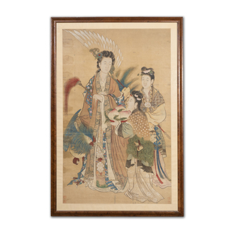 Chinese school: 'Presenting peaches to Xiwangmu', ink and colour on silk, 19th C.