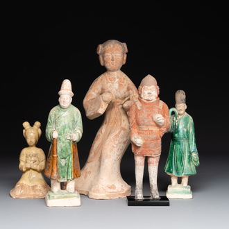 Five various Chinese terracotta figures, Northern Wei/Sui/Ming