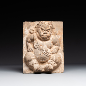 A Chinese architectural pottery tile of a 'non-Han' figure, Song/Jin