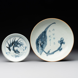 Two Chinese blue and white plates, late Ming/Shunzhi
